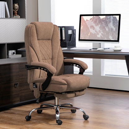 Heated Massage Office Chair with Reclining Function and Footrest, Brown