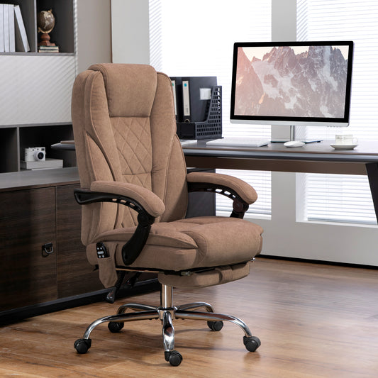 Heated Massage Office Chair with Reclining Function and Footrest, Brown