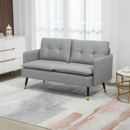 55" Button-Tufted Loveseat, Grey