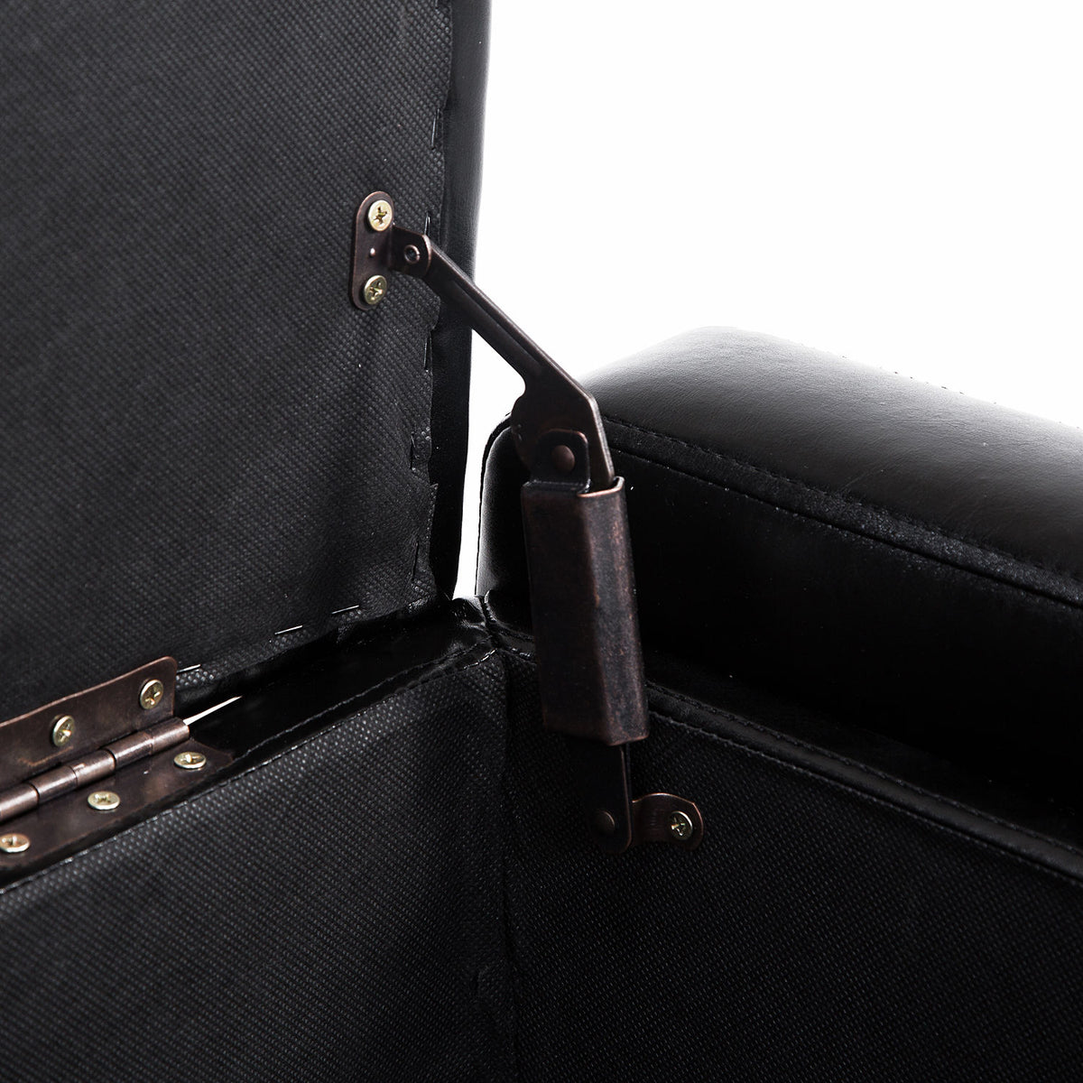 42" Faux Leather Storage Ottoman Bench, Black