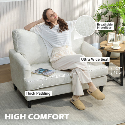 Oversized Upholstered Accent Chair with Ottoman, Cream White
