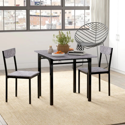 3-Piece Drop Leaf Dining Set with Table and 2 Chairs - Light Gray