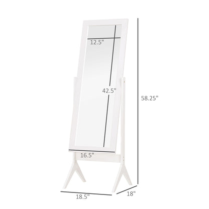 Full Length Standing Mirror with Adjustable Angle, White