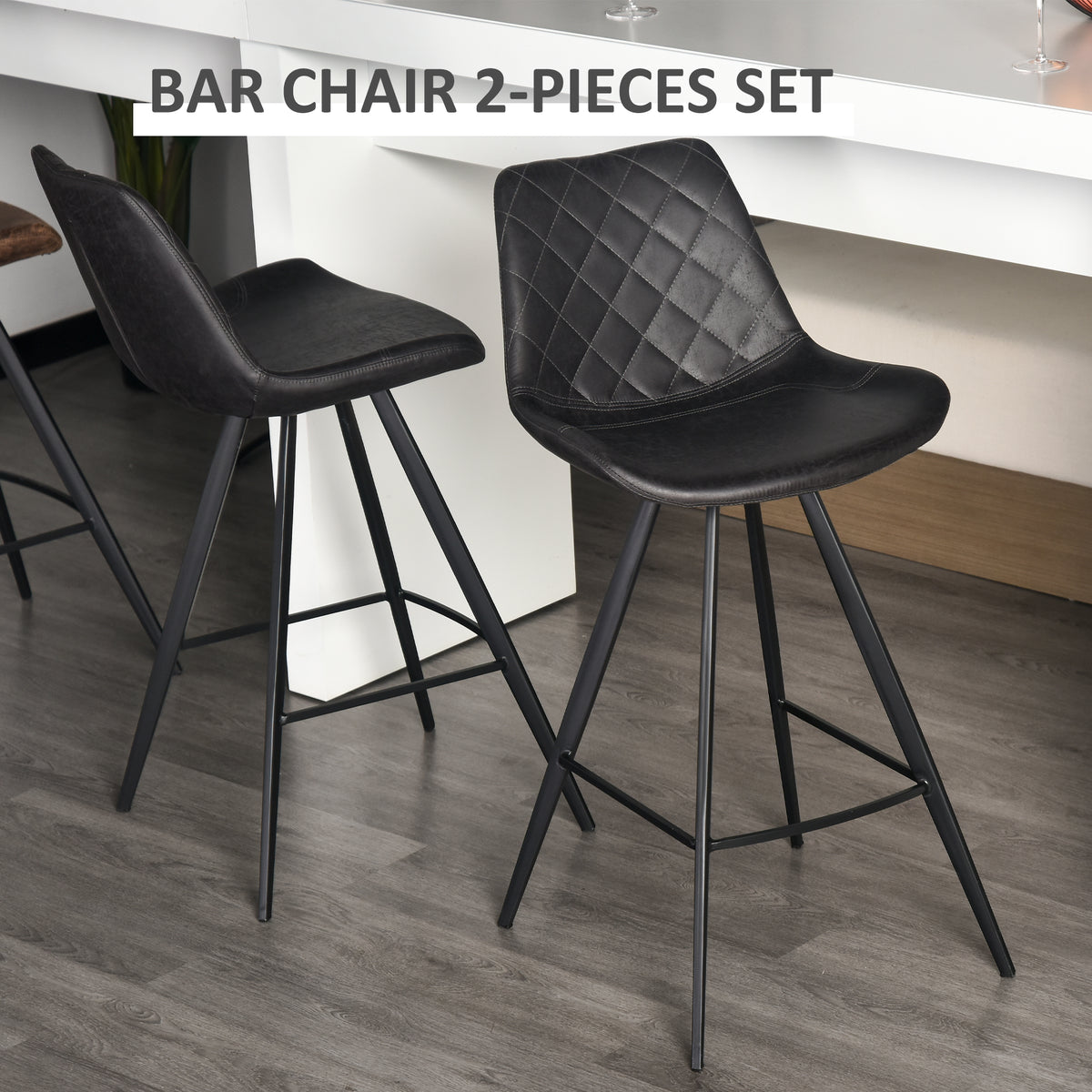Bar Stools with Microfiber Upholstery, Black (Set of 2)
