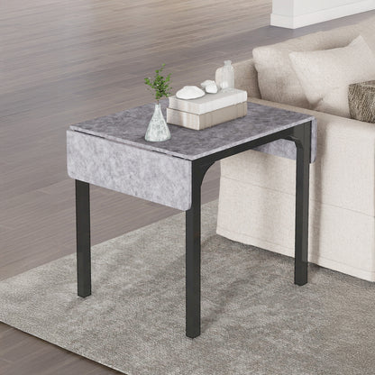 3-Piece Drop Leaf Dining Set with Table and 2 Chairs - Light Gray