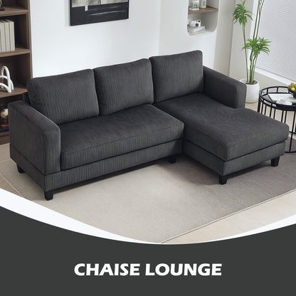 L-Shaped Sofa with Chaise Lounge, Grey