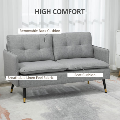 55" Button-Tufted Loveseat, Grey