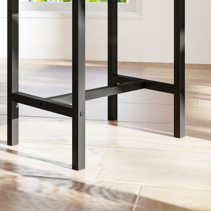 5-Piece Extendable Dining Set with Benches and Stools - Black