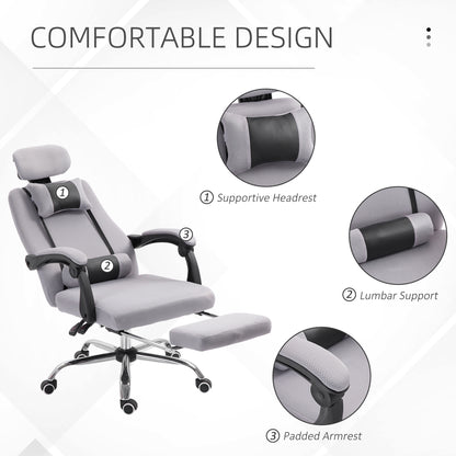 Ergonomic Executive High Back Office Chair with Mesh Fabric and Footrest, Gray
