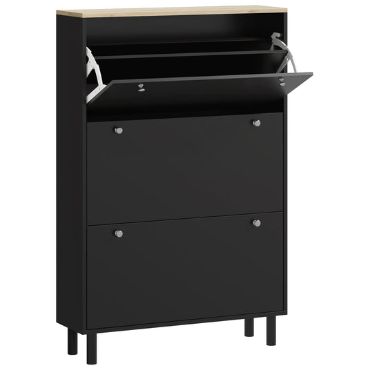 Shoe Storage Cabinet, for 24 Pairs, Black