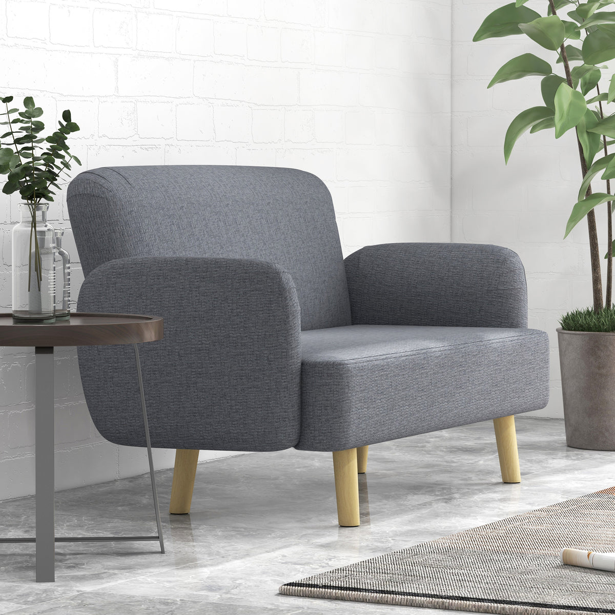 Velvet-Feel Two-Seater Loveseat, Grey