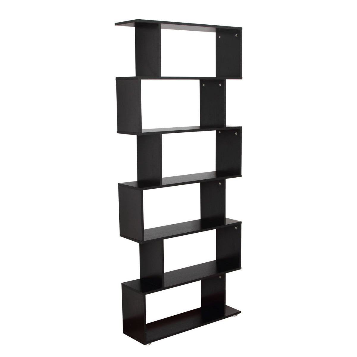 6-Tier S-Shaped Display Bookcase, Black