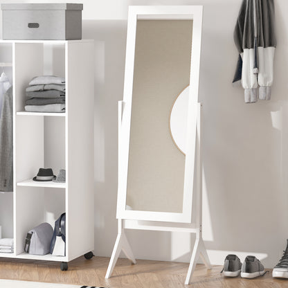 Full Length Standing Mirror with Adjustable Angle, White