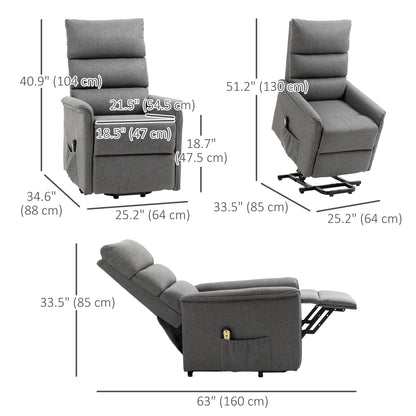 Power Lift Recliner Chair with Remote Control, Dark Grey