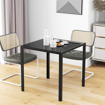 Square Glass-Top Dining Table for 2-4 People - Black
