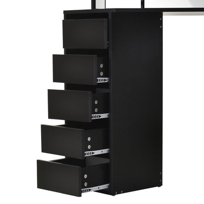 Corner Makeup Vanity Desk with 3-Piece Mirror, Black