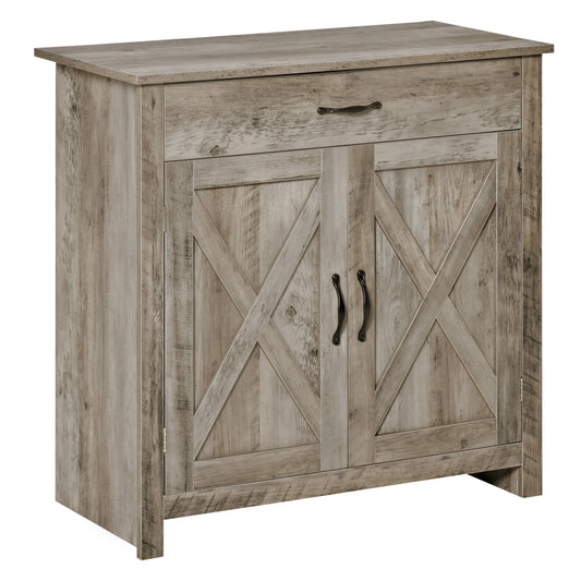 Farmhouse Sideboard Buffet with Barn Doors, Ash Grey