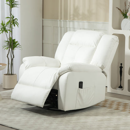 Luxury Massage Recliner Chair with 8 Vibration Points, Cream White