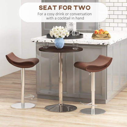 Adjustable Height Bar Table with 360° Swivel Top for 2 People, Walnut