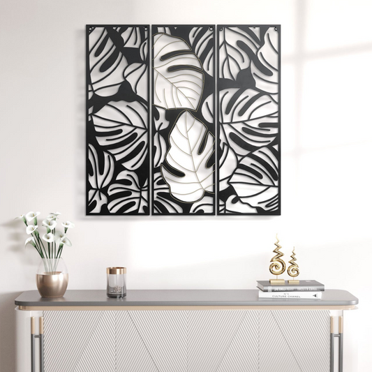 3-Piece Metal Fir Leaves Wall Art Set