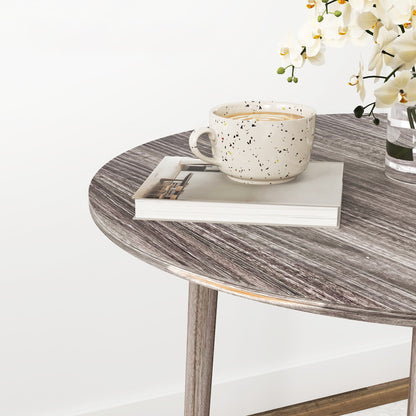 Grey Round Folding Kitchen Table with Drop Leaf