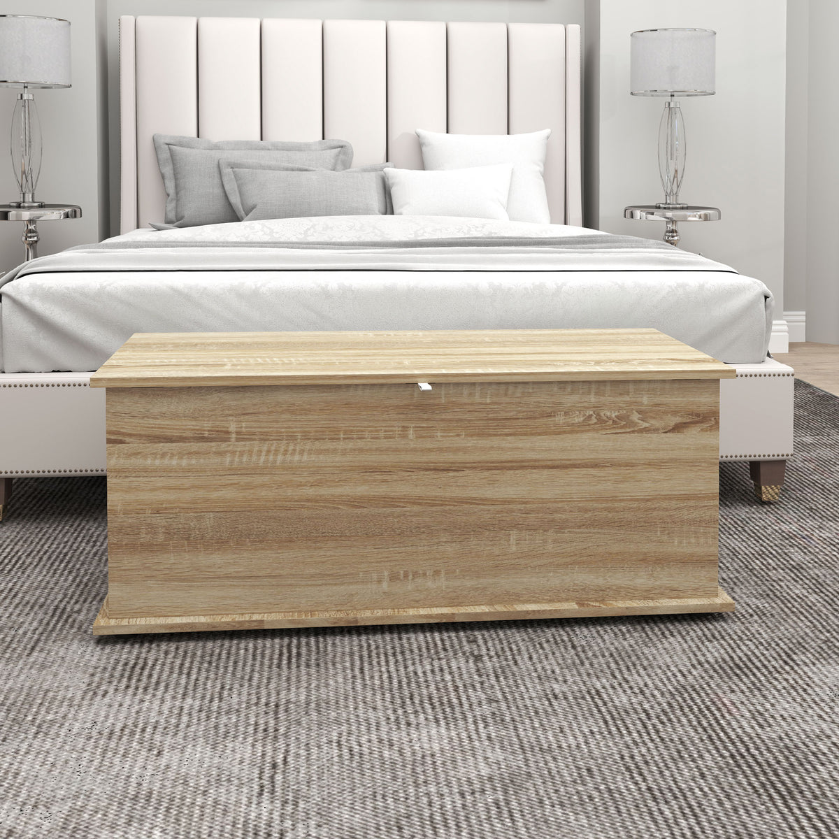 39.5" Storage Chest Bench with Flip-Top Lid, Oak