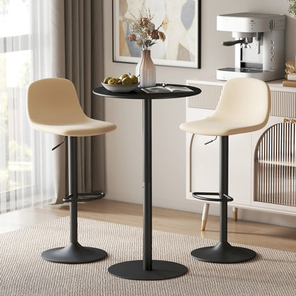 Round Bar Table with Steel Frame for 2 People, Indoor/Outdoor Use, Black
