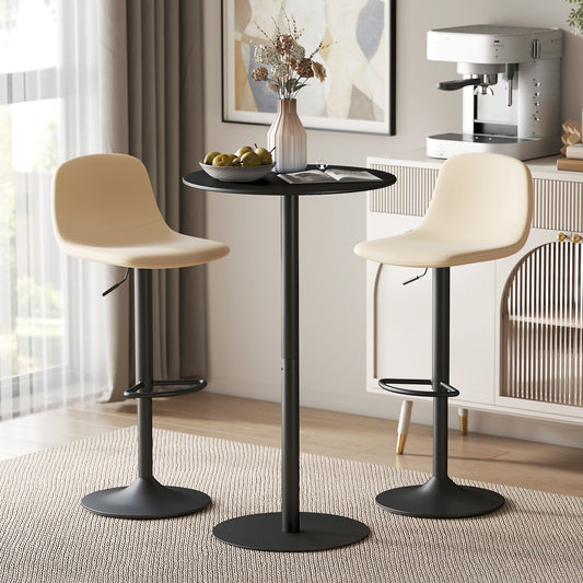 Round Bar Table with Steel Frame for 2 People, Indoor/Outdoor Use, Black