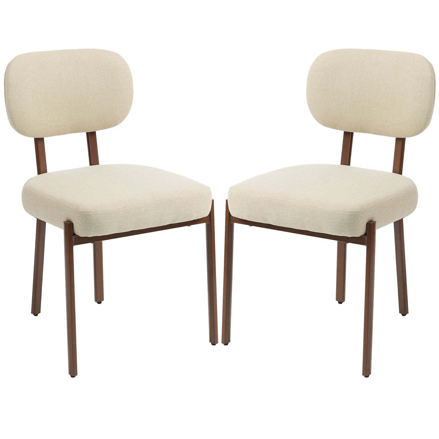 Tufted Upholstered Dining Chairs with Metal Legs, Beige (Set of 2)