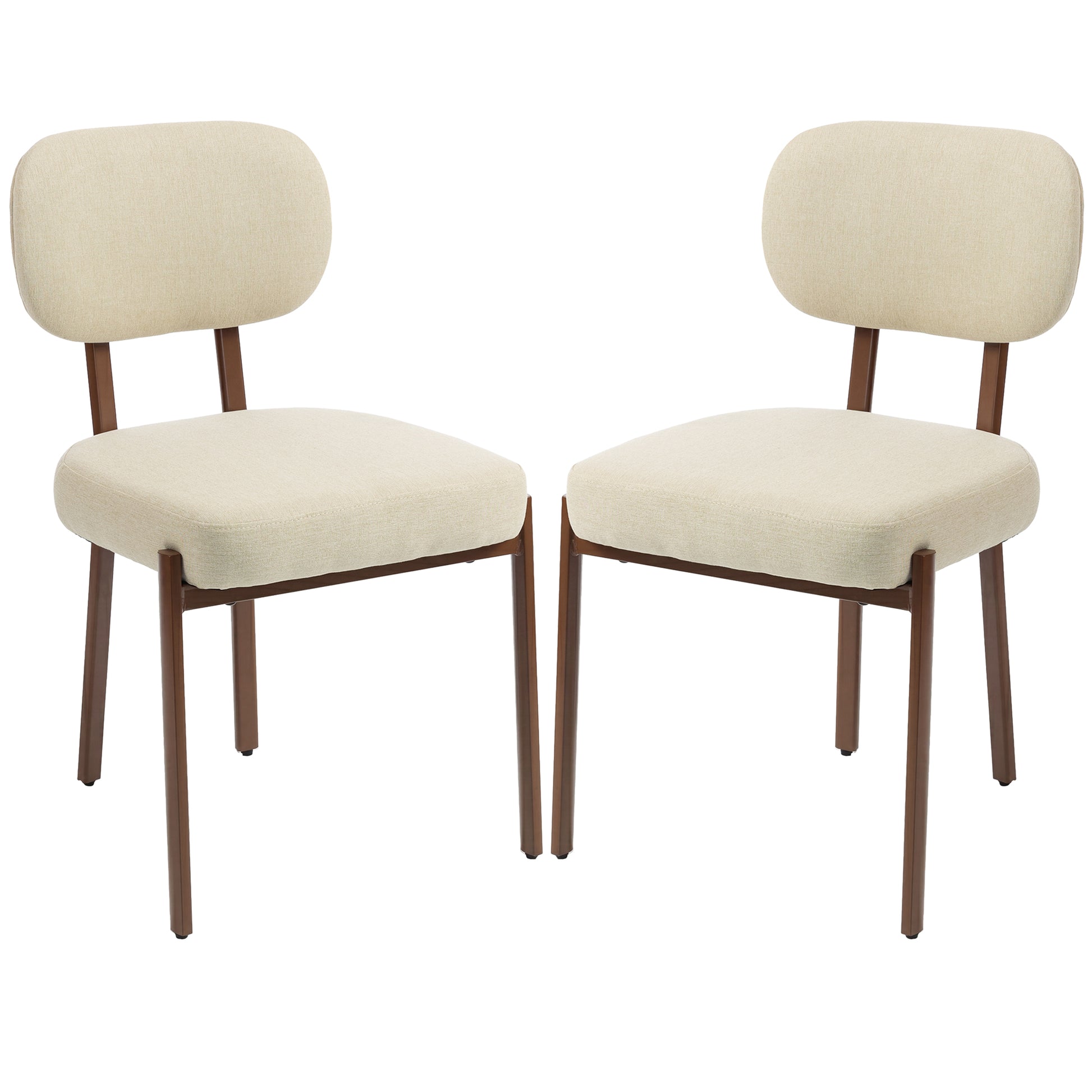 Tufted Upholstered Dining Chairs with Metal Legs, Beige (Set of 2)