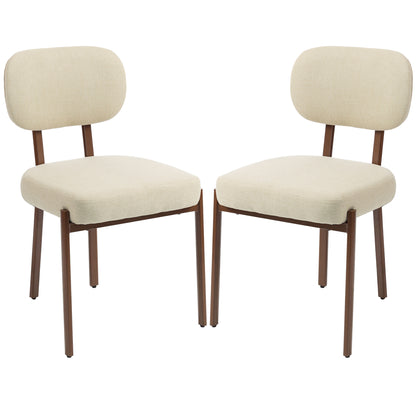 Tufted Upholstered Dining Chairs with Metal Legs, Beige (Set of 2)