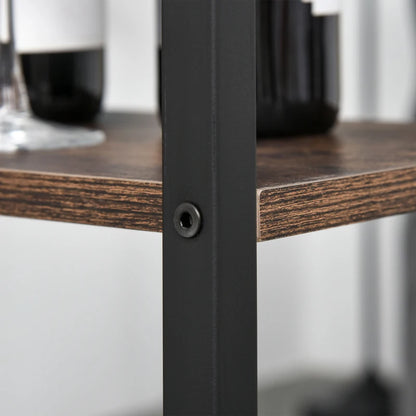 Industrial Bar Table Set with 2 Stools and Storage Shelf