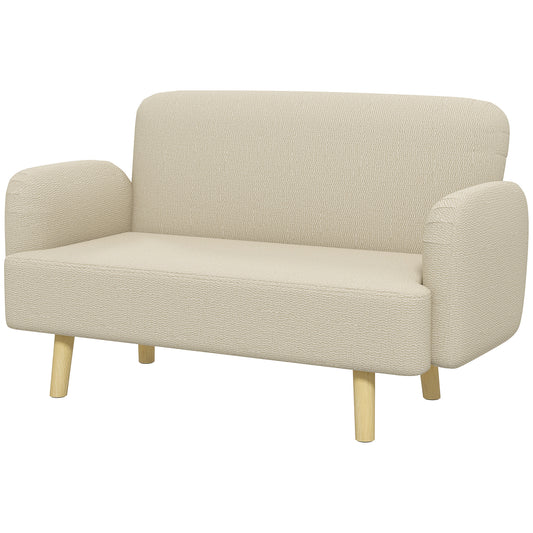 Velvet-Feel Two-Seater Loveseat, Cream White