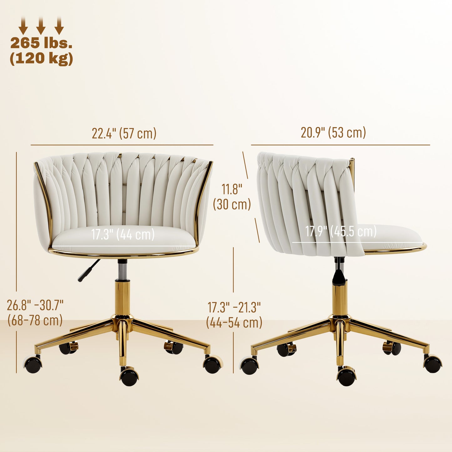 Armless Cross-Legged Office Chair, Cream White
