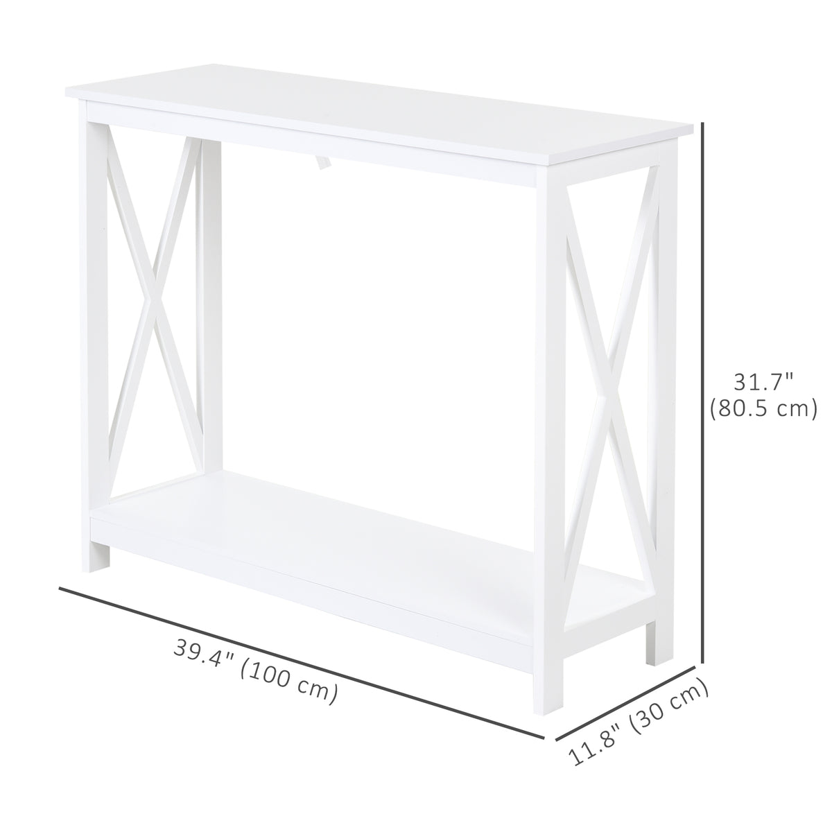 40 Inch X-Design Console Table with Storage Shelf, White - view 2