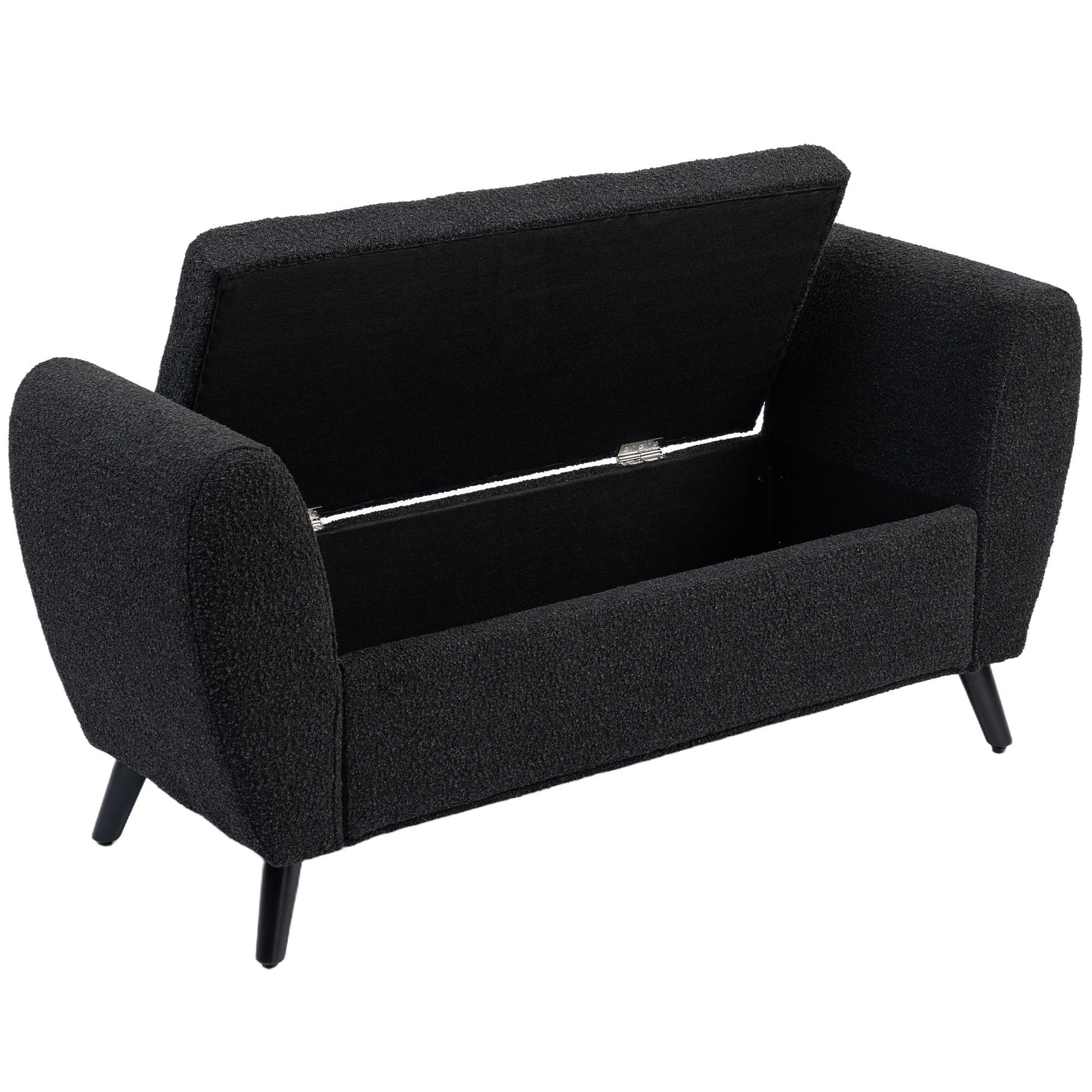Upholstered Storage Bench with Arms, Black
