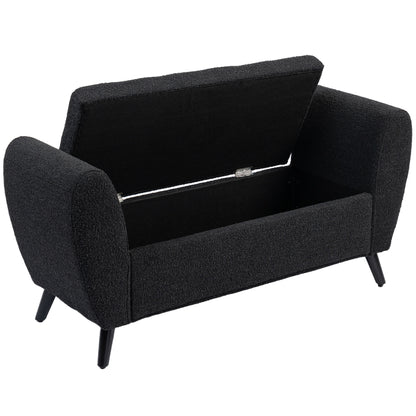 Upholstered Storage Bench with Arms, Black