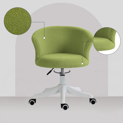 Adjustable Height Swivel Office Chair with Teddy Fleece Upholstery, Light Green