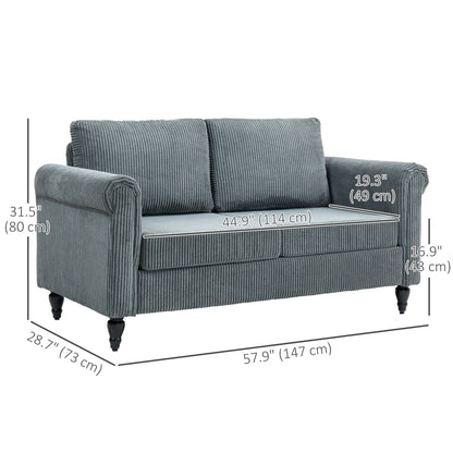 Vintage Rolled-Arm Loveseat, Grey