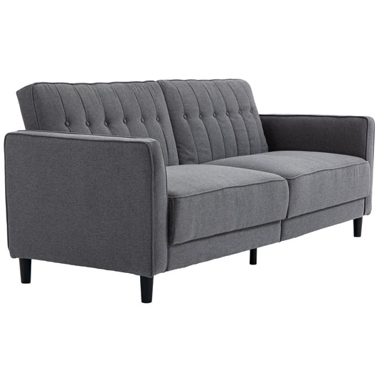 Convertible Sofa Bed with Adjustable Back, Charcoal Grey