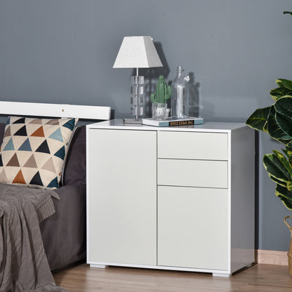 High Gloss Buffet Sideboard with Push-Open Doors, White