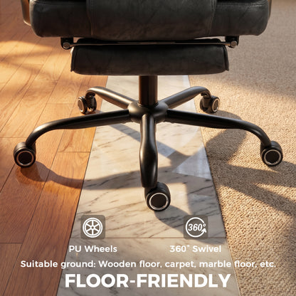 Ergonomic Massage Office Chair with Footrest, Black