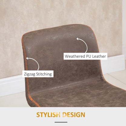 Adjustable Swivel Bar Stools with PU Leather Upholstery and Footrest, Brown (Set of 2)