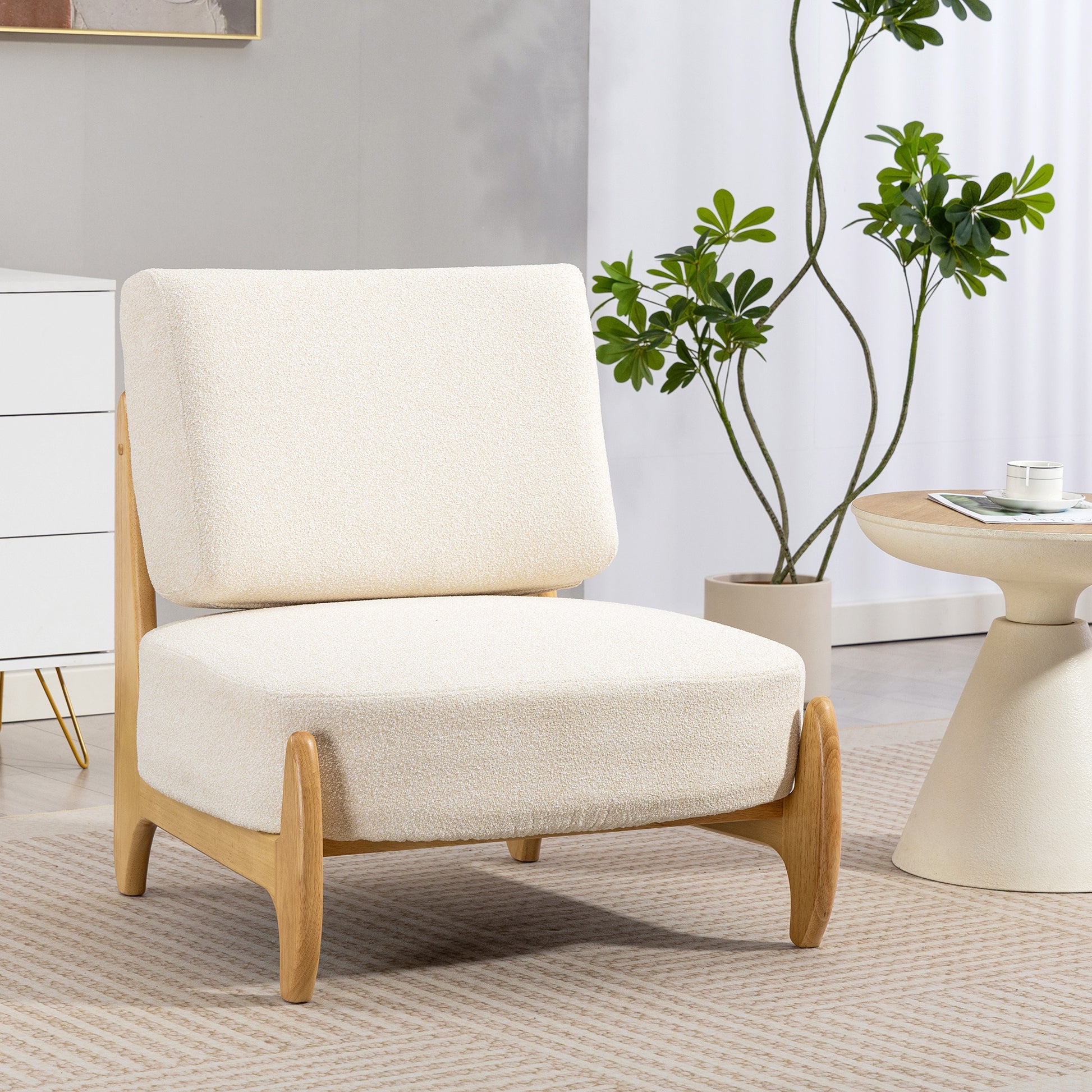 Modern Swivel Accent Chair with Tufted Back, Cream White