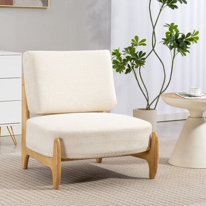 Modern Swivel Accent Chair with Tufted Back, Cream White