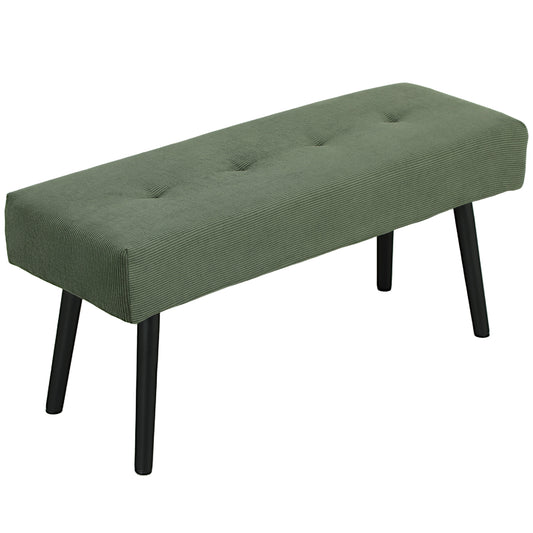 39" Corduroy Upholstered Ottoman Bench, Green