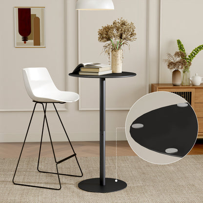 Round Bar Table with Steel Frame for 2 People, Indoor/Outdoor Use, Black