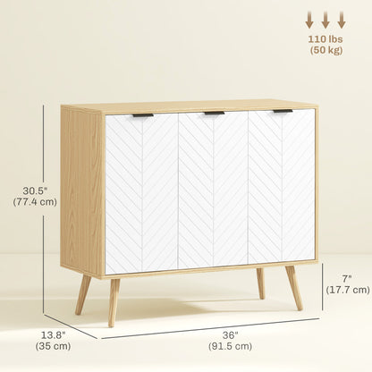 Modern Sideboard Buffet with Adjustable Shelves, Natural