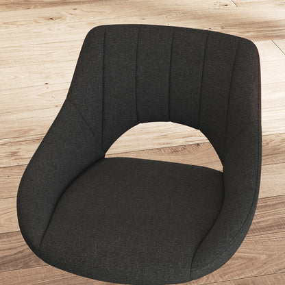 Adjustable Height Swivel Bar Stools with Linen Upholstery, Black (Set of 2)