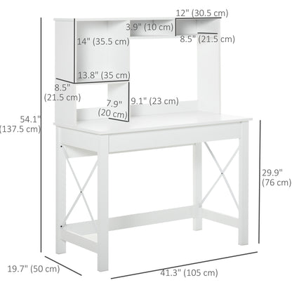 Computer Desk with Hutch and Storage Shelves, White